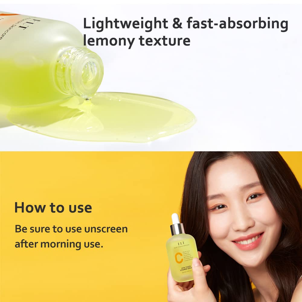 ELT Vita Youth Vitamin C Face Serum 1.69fl.oz.(50ml) | Skin Brightening | Ferulic Acid | Beta-Glucan| Anti-Aging | Dark Spot Remover | Korean Skincare (Pack of 1)
