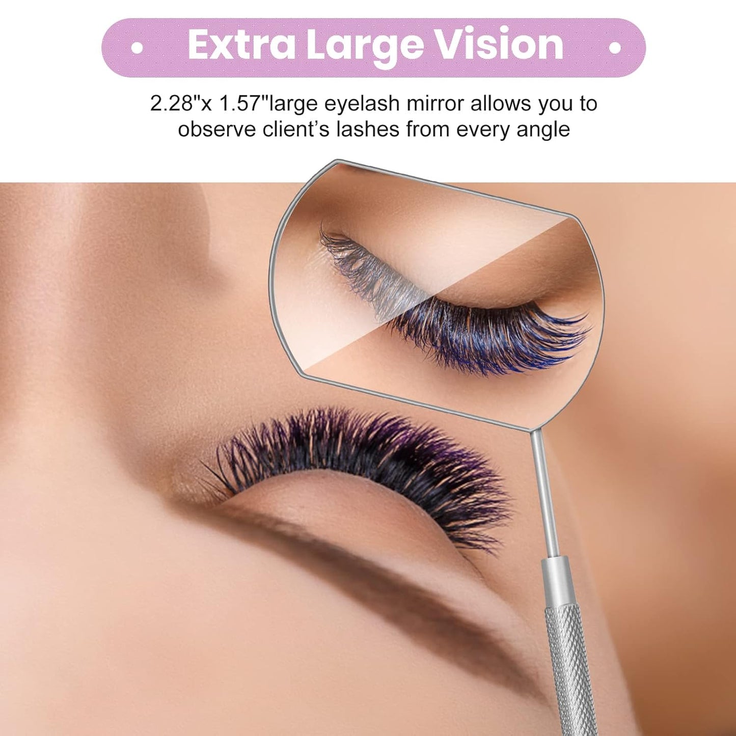Large Lash Mirror for Eyelash Extension Supplies+1 PCS Storage Bag