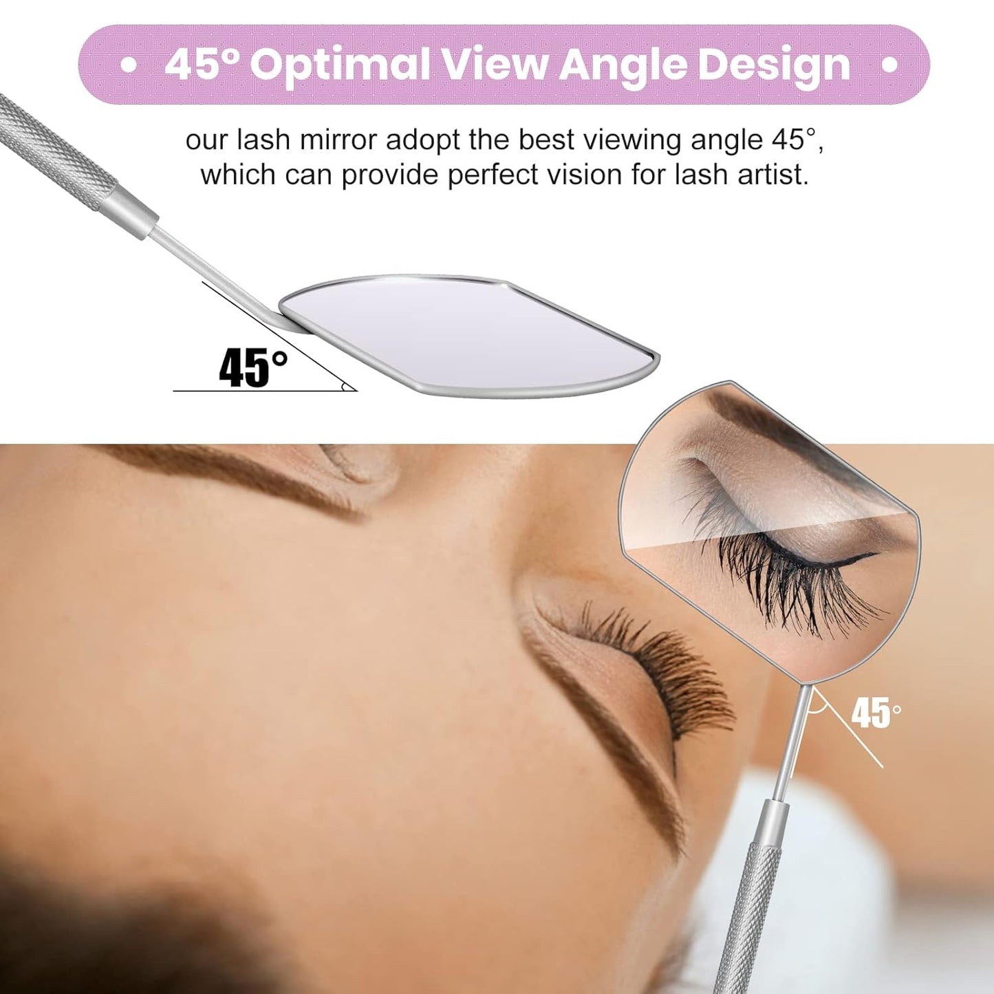 Large Lash Mirror for Eyelash Extension Supplies+1 PCS Storage Bag