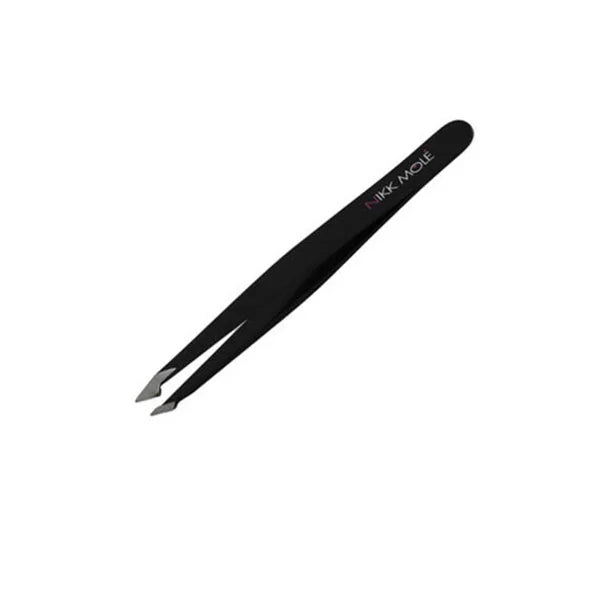 Beveled eyebrow tweezers (black)