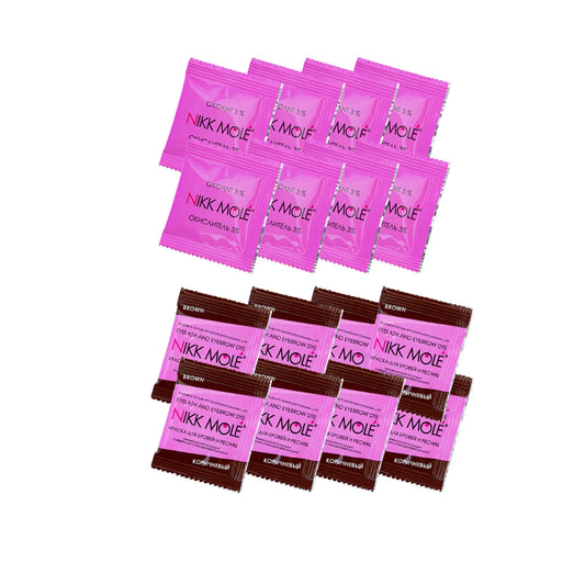 Set of dyes for eyebrows and eyelashes Brown Nikk Mole 8х5 ml sachet