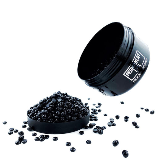 Eyebrow depilatory wax, black in a thermos