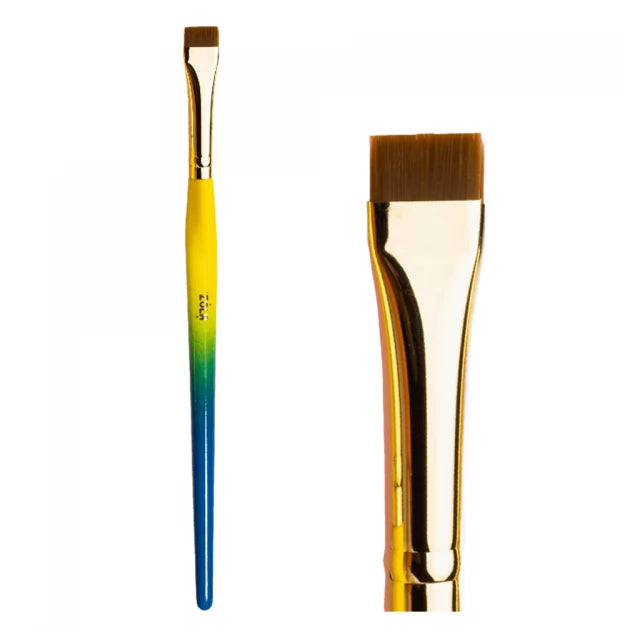 Set of brushes for coloring eyebrows ZOLA BROW BRUSHES UKRAINIAN EDITION / blue-yellow