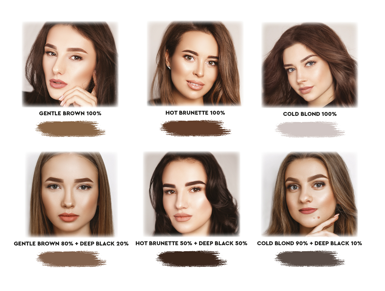 Set of cream-paint for eyebrows with henna extract (without oxidizer) OKIS Brow / 4 sachets of 5 ml