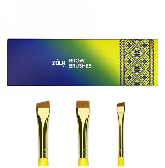 Set of brushes for coloring eyebrows ZOLA BROW BRUSHES UKRAINIAN EDITION / blue-yellow