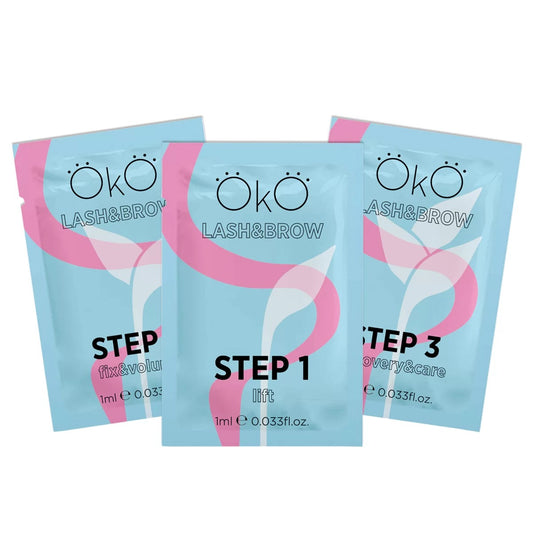 Set of ingredients for laminating eyelashes and eyebrows OKO / 3 of 1 ml