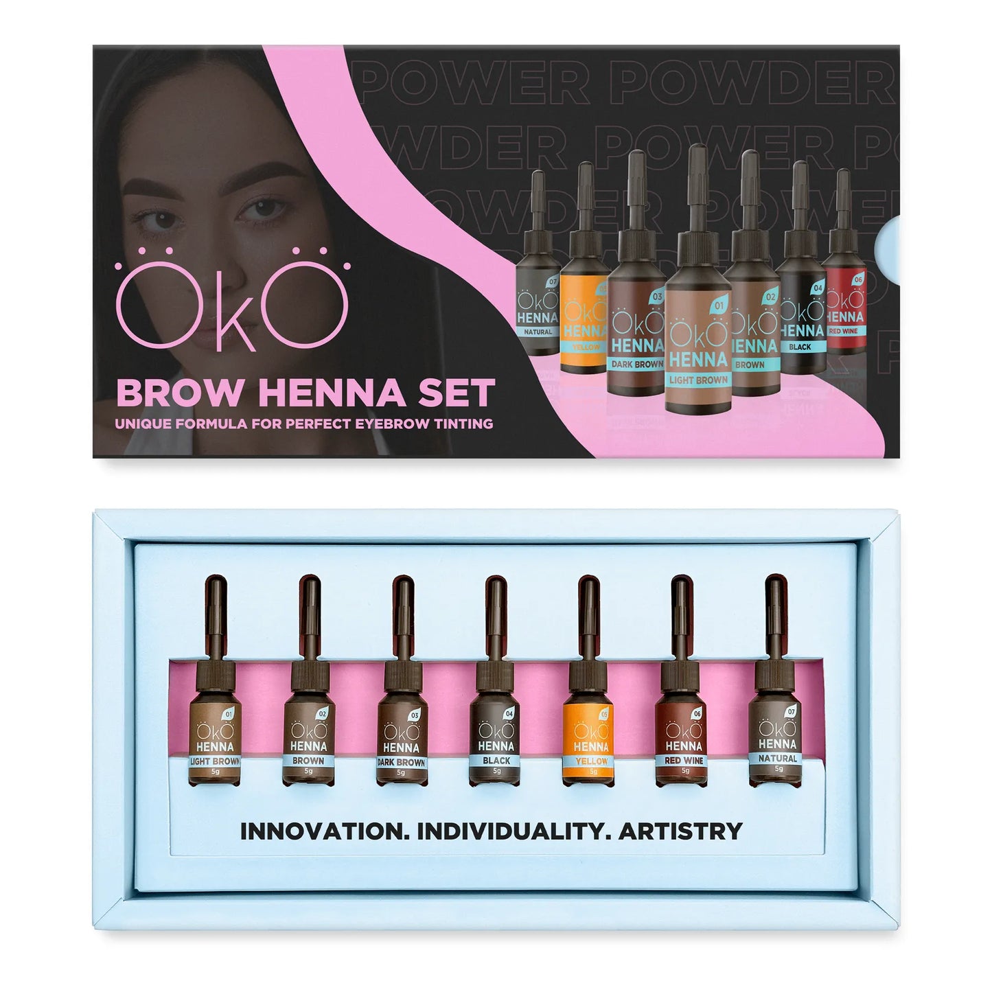 OKO Set of henna for eyebrows Power Powder, 5g *USE BY AUG 2025*