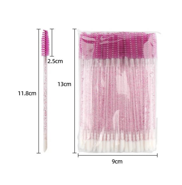 Double-sided fluffy eyebrow and eyelash brushes, 50 pcs per pack