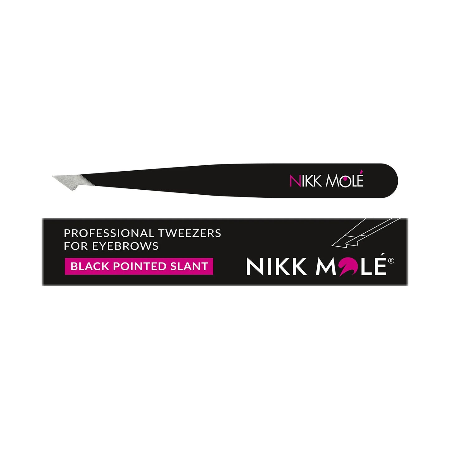 Beveled eyebrow tweezers (black)