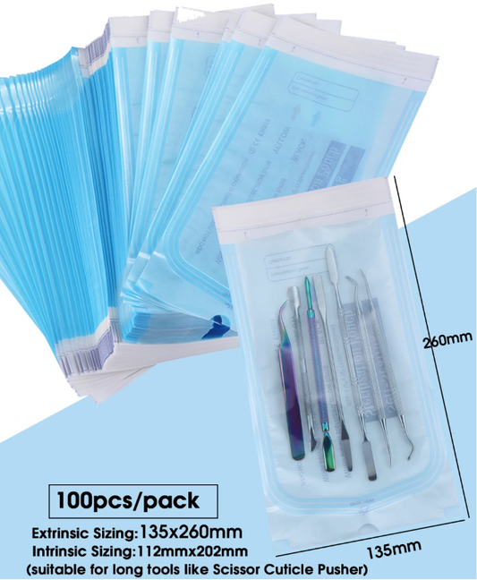 100pcs Self-Sealing Sterilization Pouches for Beauty & Nail Tools
