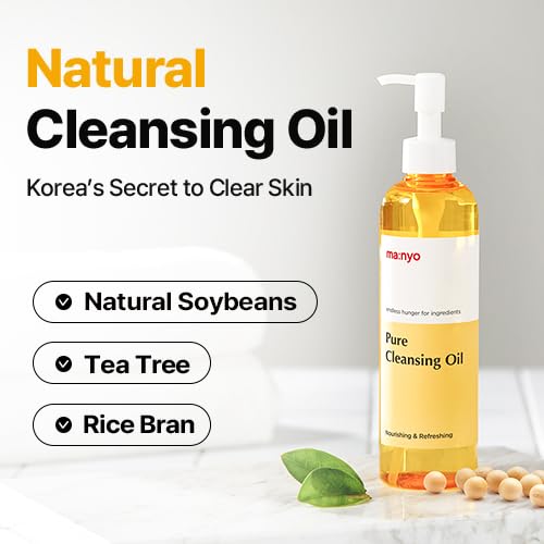 MANYO Pure Cleansing Oil, Натуральний олієвий очищувач для обличчя, Засіб для зняття макіяжу та чорних цяток, Корейський догляд за шкірою, 200 мл (6,76 рідких унцій) 