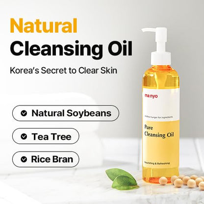 MANYO Pure Cleansing Oil, Натуральний олієвий очищувач для обличчя, Засіб для зняття макіяжу та чорних цяток, Корейський догляд за шкірою, 200 мл (6,76 рідких унцій) 