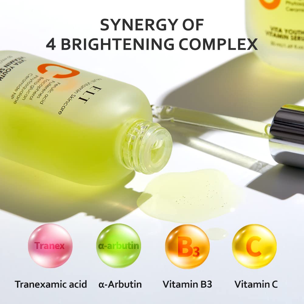 ELT Vita Youth Vitamin C Face Serum 1.69fl.oz.(50ml) | Skin Brightening | Ferulic Acid | Beta-Glucan| Anti-Aging | Dark Spot Remover | Korean Skincare (Pack of 1)