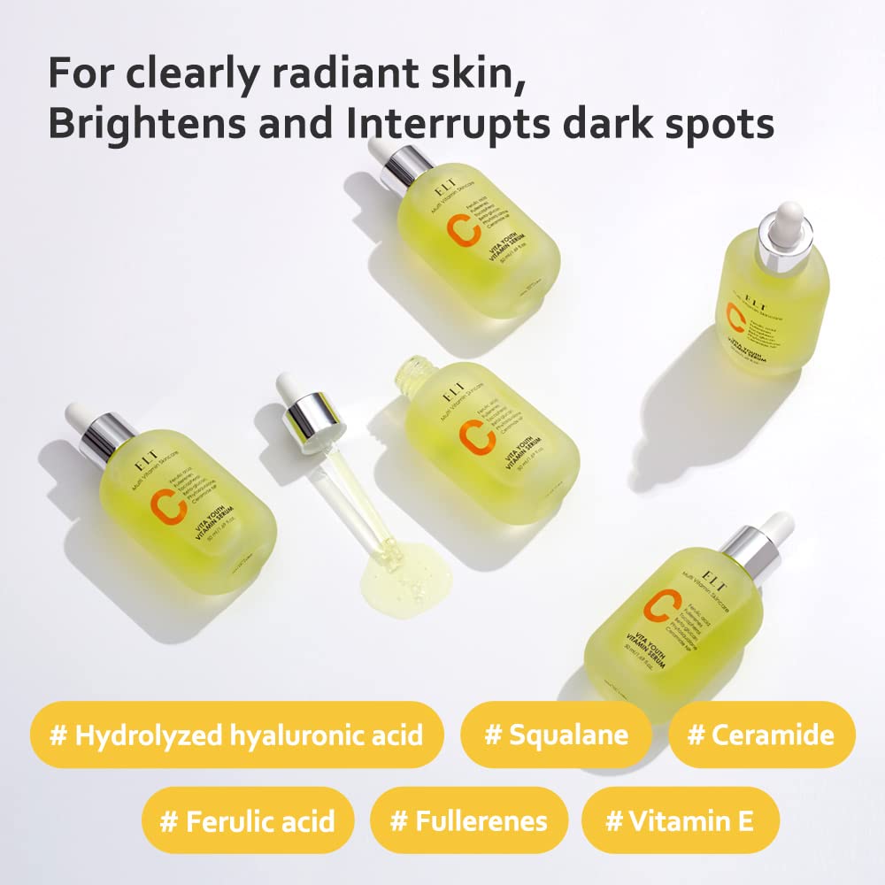 ELT Vita Youth Vitamin C Face Serum 1.69fl.oz.(50ml) | Skin Brightening | Ferulic Acid | Beta-Glucan| Anti-Aging | Dark Spot Remover | Korean Skincare (Pack of 1)