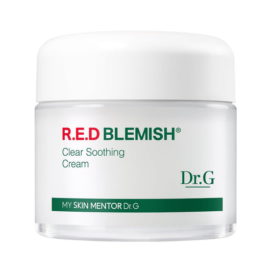 Заспокійливий крем Dr. G RED Blemish Clear - Заспокійливий корейський зволожувальний крем від почервоніння - Заспокоює акне та подразнення - З центеллою азіатською - Тривале зволоження - 2.36 рідких унцій 