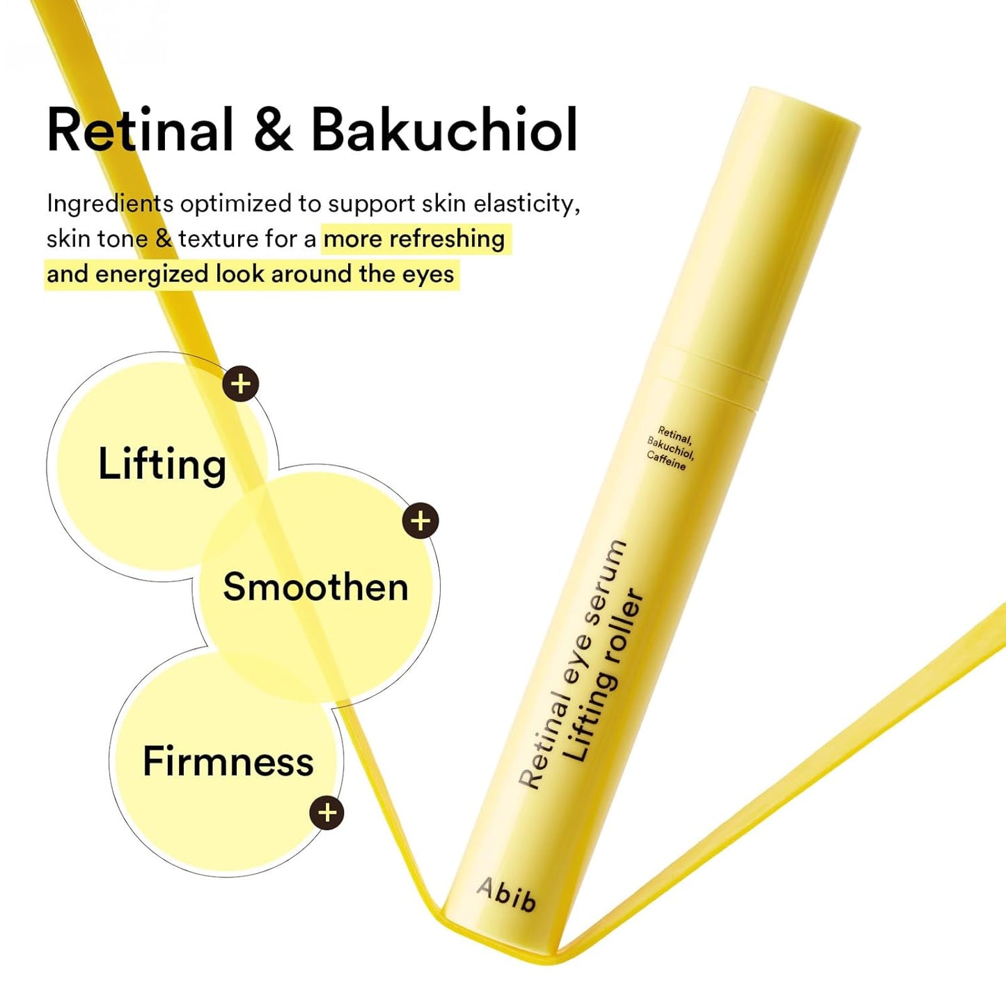 Abib Retinal Eye Serum Lifting Roller 0.5 Fl Oz, 15 мл | Антивіковий аплікатор для шкіри навколо очей проти зморшок, набряків, темних кіл з кофеїном та бакухіолом