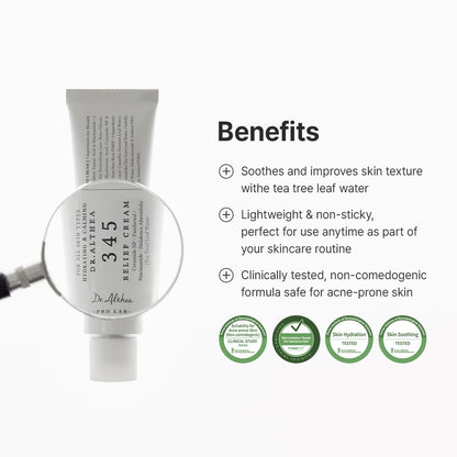Dr.Althea 345 Relief Cream | PDRN & Hyaluronic Acid for Hydration, Blemish Care | Post-Acne Face Moisturizer with Centella & Niacinamide
