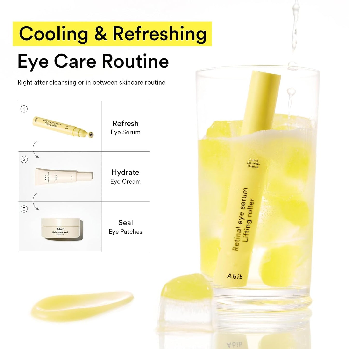 Abib Retinal Eye Serum Lifting Roller 0.5 Fl Oz, 15 мл | Антивіковий аплікатор для шкіри навколо очей проти зморшок, набряків, темних кіл з кофеїном та бакухіолом