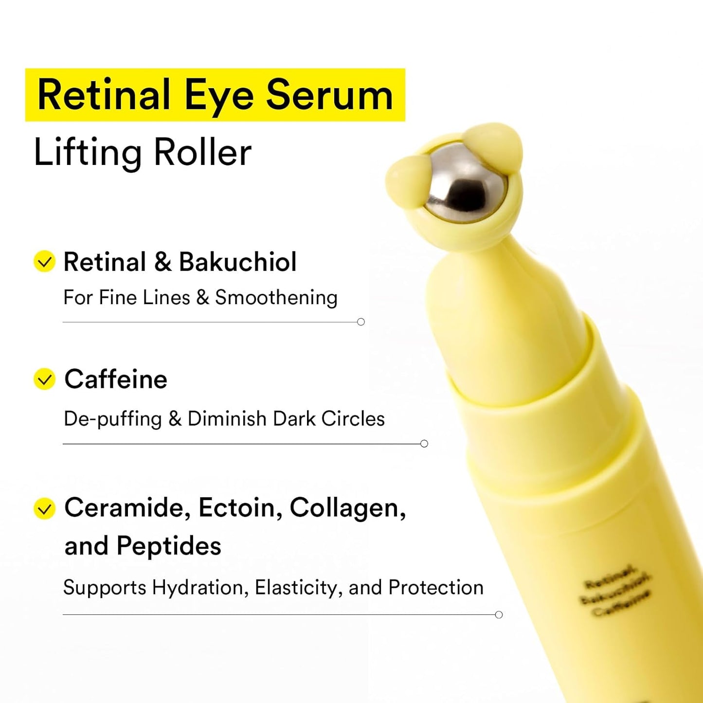 Abib Retinal Eye Serum Lifting Roller 0.5 Fl Oz, 15 мл | Антивіковий аплікатор для шкіри навколо очей проти зморшок, набряків, темних кіл з кофеїном та бакухіолом