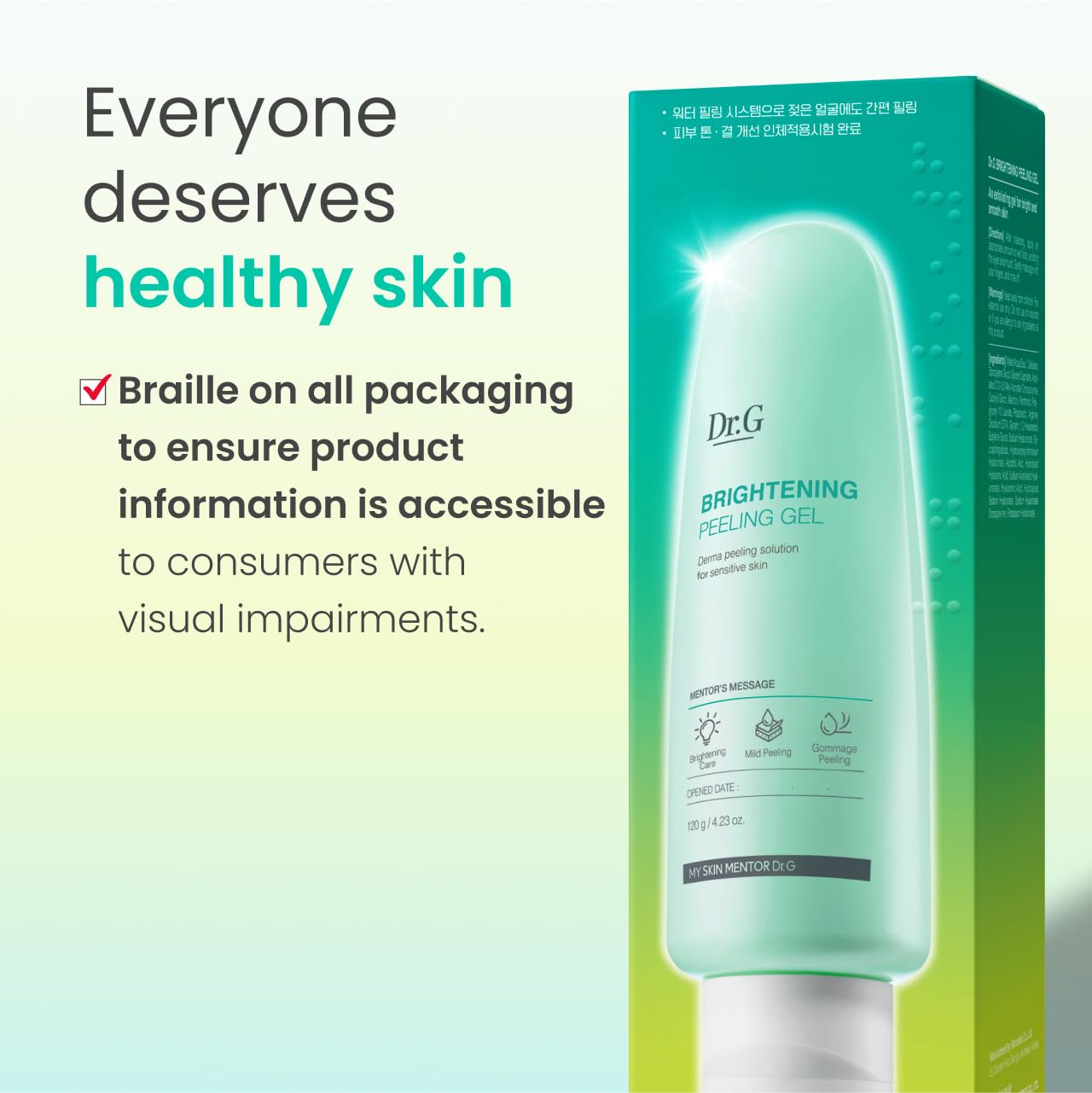 Dr. G Brightening Peeling Gel - Korean Skincare for Glowy Skin - Aqua Gommage Facial Exfoliator - Hyaluronic Acid, Ceramides, Vitamin C - Smooth Skin Texture, Low Irritation - Bulk Items - 4.23 fl oz