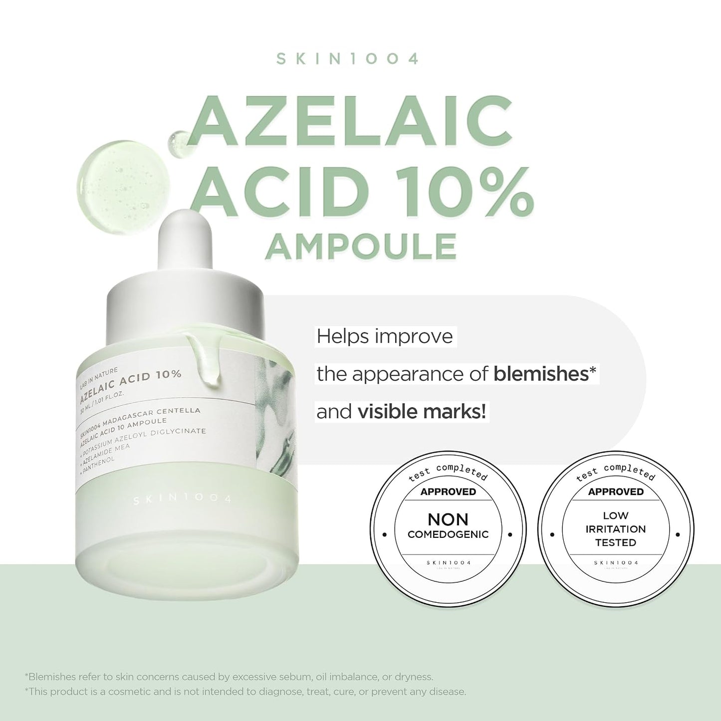 SKIN1004 Azelaic Acid 10% Ampoule, Hydrating Face Serum for Blemish-Prone & Irritated Skin, 1.01 fl.oz / 30ml
