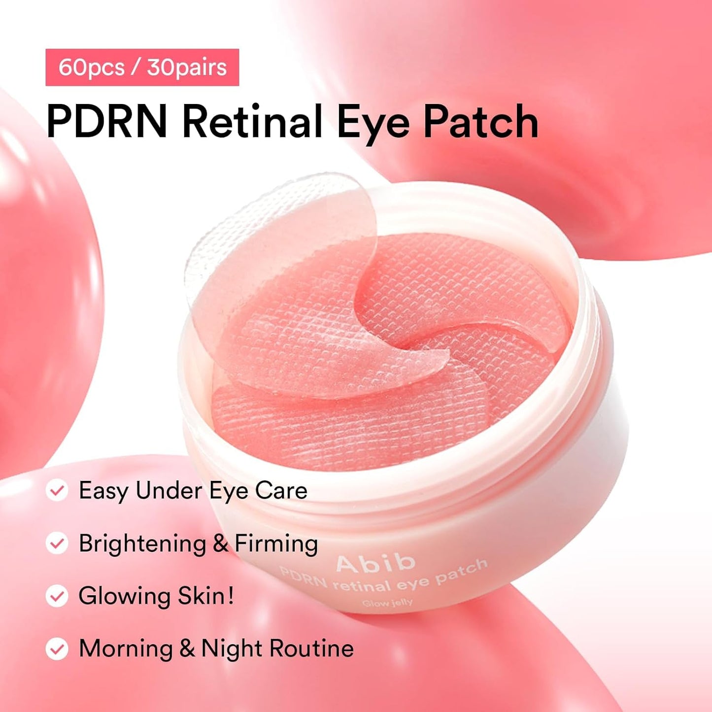 Патчі для очей Abib PDRN Retinal для омолодження та зняття набряків із Glow Jelly, 60 шт.