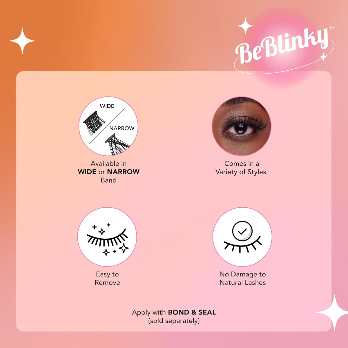 False Eyelashes, Lash Extension Kit 08, 9mm-16mm, Narrow Band, Easy to Apply and Remove, No Damage to Natural Eyelashes, 120 Lash Clusters