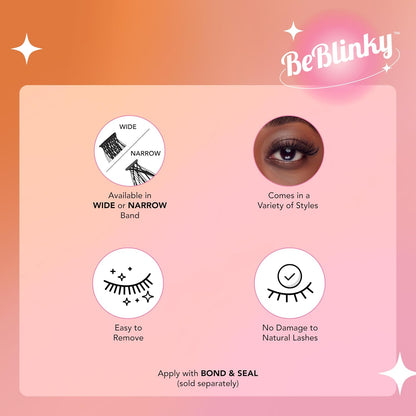 False Eyelashes, Lash Extension Kit 08, 9mm-16mm, Narrow Band, Easy to Apply and Remove, No Damage to Natural Eyelashes, 120 Lash Clusters