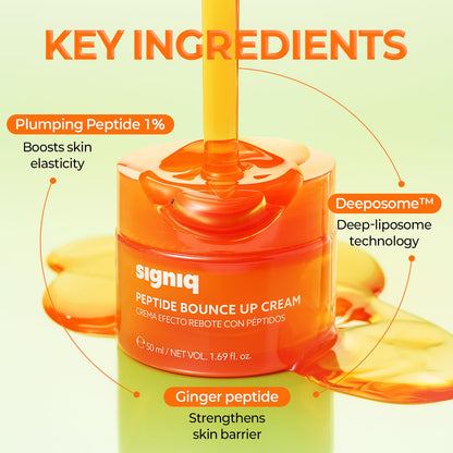 Peptide Bounce Up Cream, Plumping Syrup Formula with 1% Peptide, Hydrating & Firming Face Moisturizer for Dewy and Glow Skin, Korean Skincare (50ml, 1.69 fl.oz.)