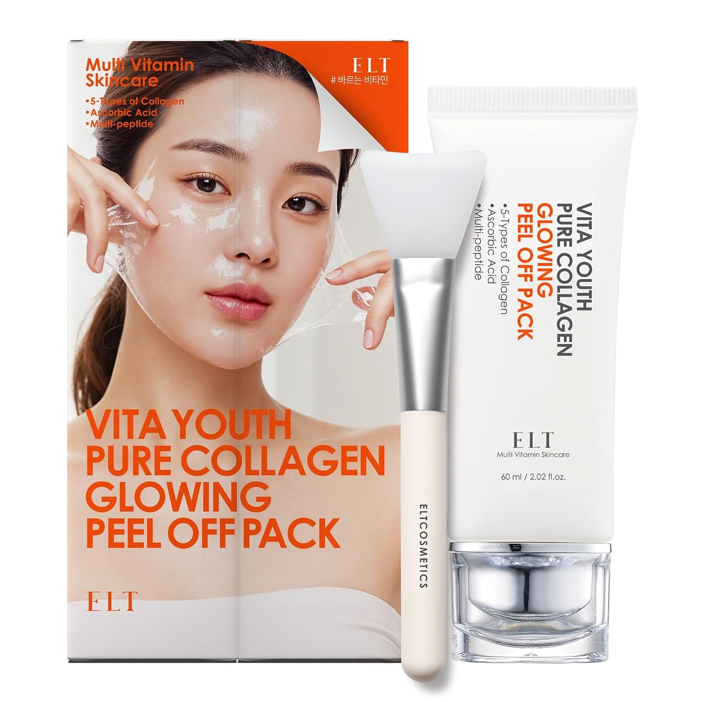 ELT Collagen Peel Off Face Mask Pack, Silicone Brush Included (60 ml / 2.02 fl.oz)