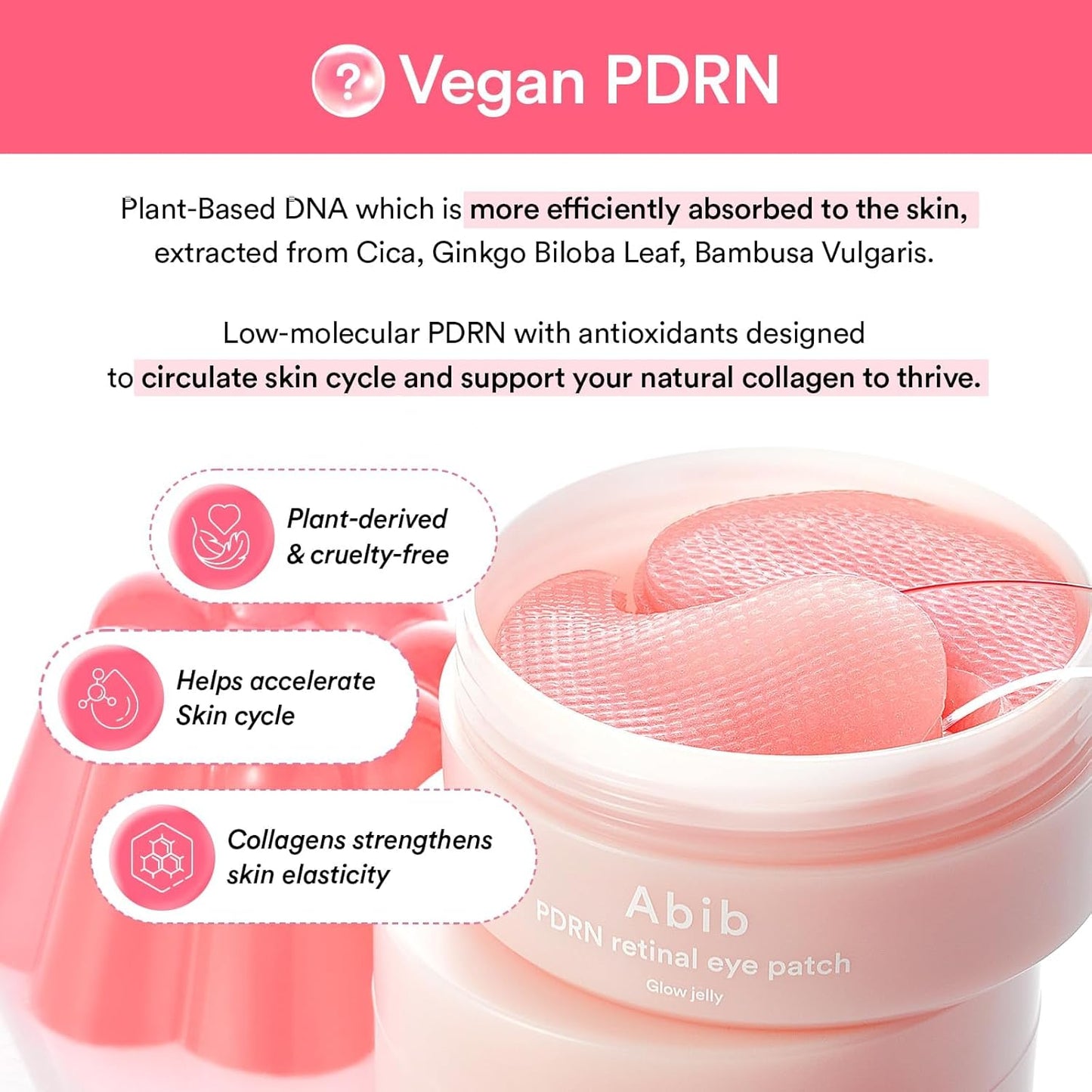 Патчі для очей Abib PDRN Retinal для омолодження та зняття набряків із Glow Jelly, 60 шт.