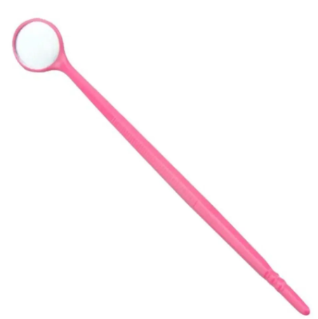 The mirror for eyelash extensions is plastic / pink
