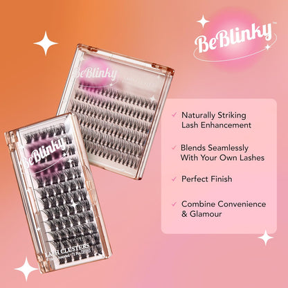 False Eyelashes, Lash Extension Kit 08, 9mm-16mm, Narrow Band, Easy to Apply and Remove, No Damage to Natural Eyelashes, 120 Lash Clusters
