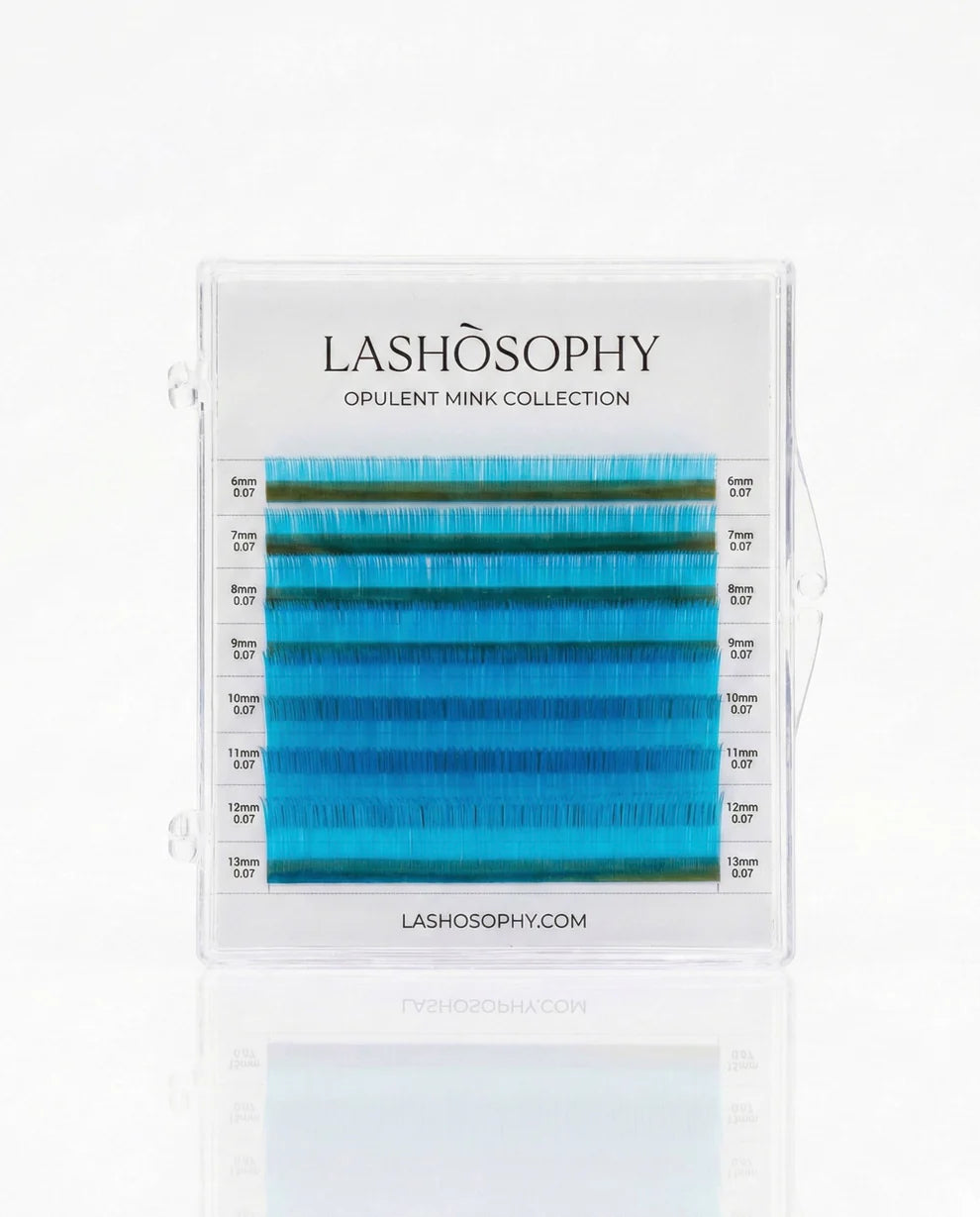 Neon Blue False Eyelashes | Mini Mixed Length Tray, Mix 6-13mm - 0,07
