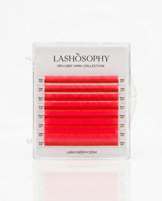 Neon Red False Eyelashes | Mini Mixed Length Tray - Mix 6-13mm - 0,07