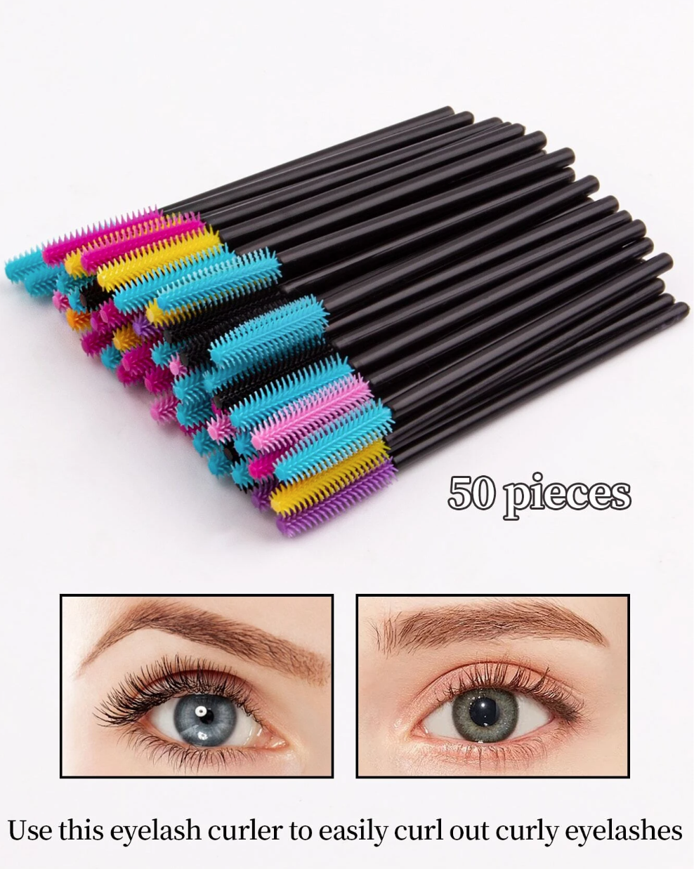 Silicone Eyelash Brushes, 50pcs