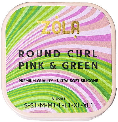 Set of rollers for laminating eyelashes ZOLA / Round Curl Pink & Green (8 pairs)