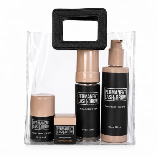 Permanent Lash&Brow eyebrow tinting kit - Caramel (4 products + makeup bag)