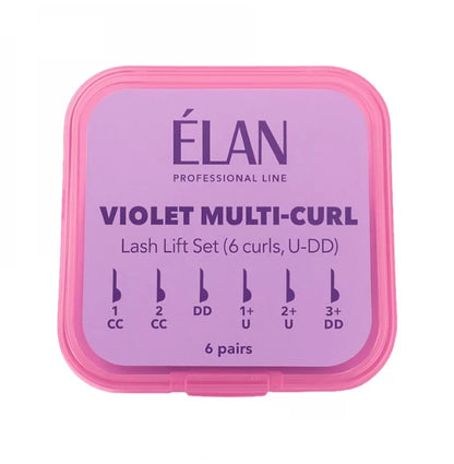 Набір валиків для ламінування вій (з завитками U-DD) ELAN - VIOLET MULTI-CURL, 6 пар