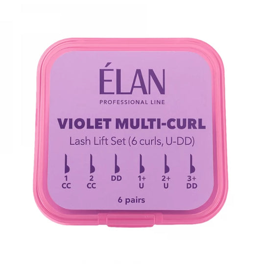 Set of eyelash lamination rollers (with U-DD curls) ELAN - VIOLET MULTI-CURL, 6 pairs