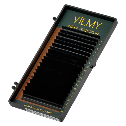 Eyelashes for extension VILMY KLIPKY / mix С / 0.07 / 8-12 mm / black