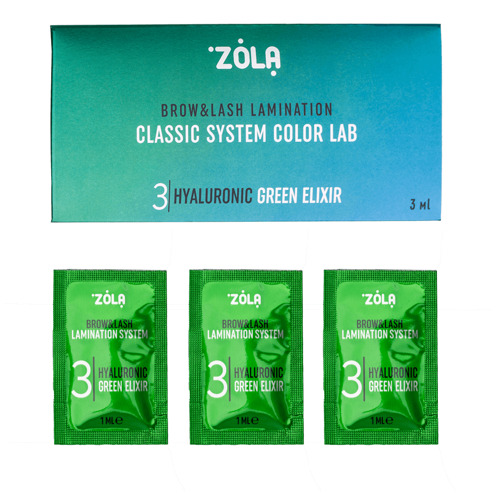 ZOLA / Color Lab lamination composition - 03 Hyaluronic Green Elixir - sachet, (3 x 1 ml)