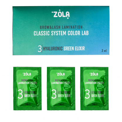 ZOLA / Color Lab lamination composition - 03 Hyaluronic Green Elixir - sachet, (3 x 1 ml)