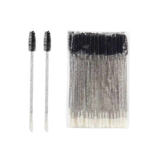 Double-sided fluffy eyebrow and eyelash brushes, 50 pcs per pack