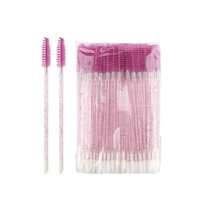 Double-sided fluffy eyebrow and eyelash brushes, 50 pcs per pack