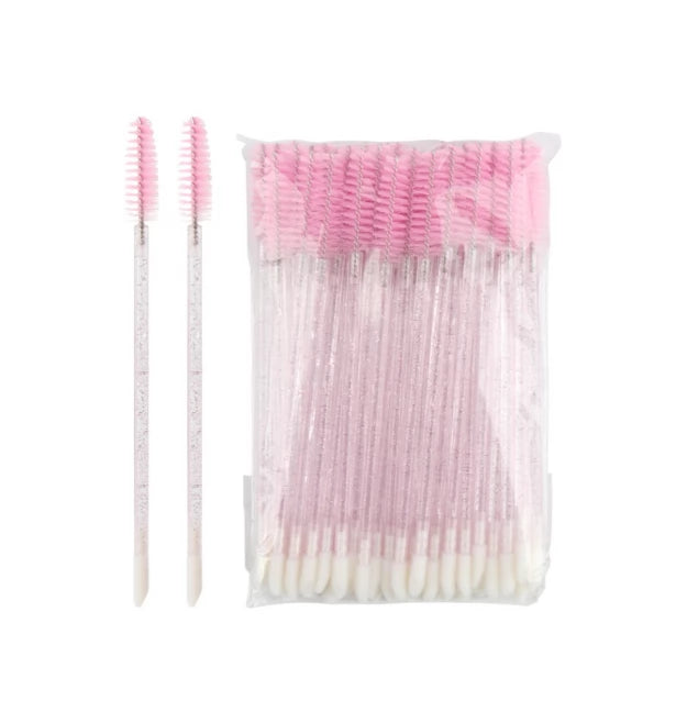 Double-sided fluffy eyebrow and eyelash brushes, 50 pcs per pack