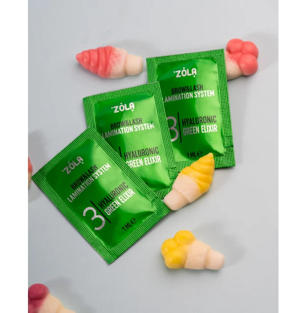 ZOLA / Color Lab lamination composition - 03 Hyaluronic Green Elixir - sachet, (3 x 1 ml)