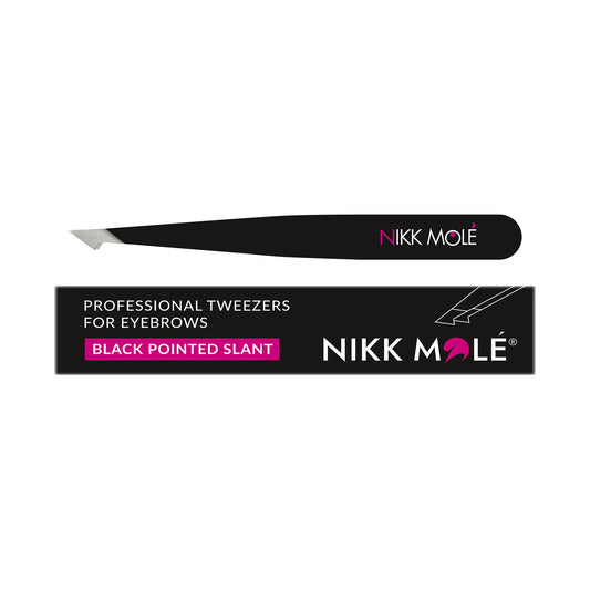 Beveled eyebrow tweezers (black)